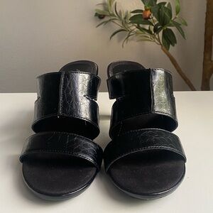 Aerosoles Croc Patent Black Heels Sandals Size 7M
